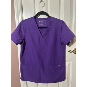 Figs Casma Scrub Top Womens Size Small Ultra Violet Pockets PO 1651 Purple